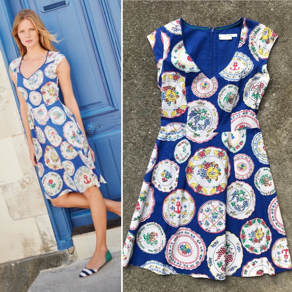 Boden Printed Spring Day Dress, EUC